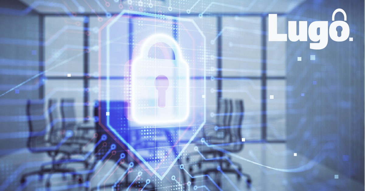 Cyber security icon on boardroom