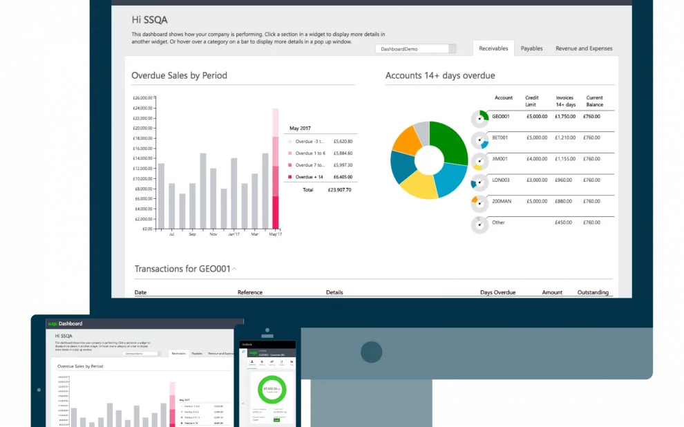 Sage 50 on desktop, tablet and phone